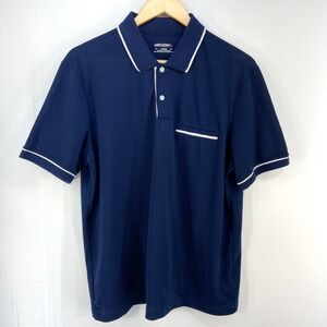 Untuckit Caesar Navy Blue Short Sleeve Polo Shirt Mens Large
